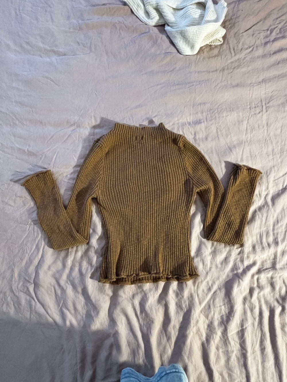 Cotton On Ribbed Mock Neck Sweater - Tan Brown